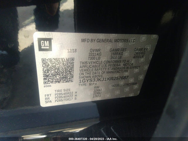 1GYS3JKJ1KR257687 Cadillac Escalade Esv Premium Luxury