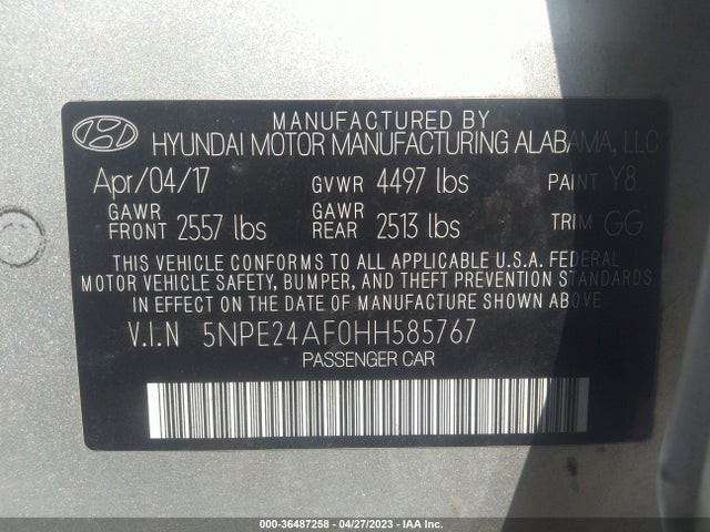 Hyundai SONATA SE 2017 5NPE24AF0HH585767 Image 10