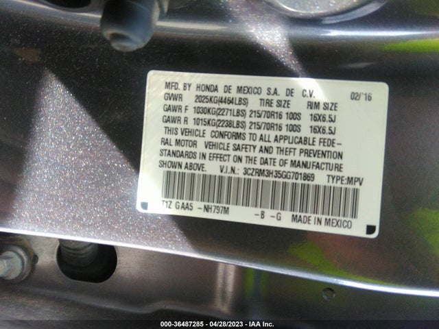 2016 HONDA CR-V LX VIN: 3CZRM3H35GG701869