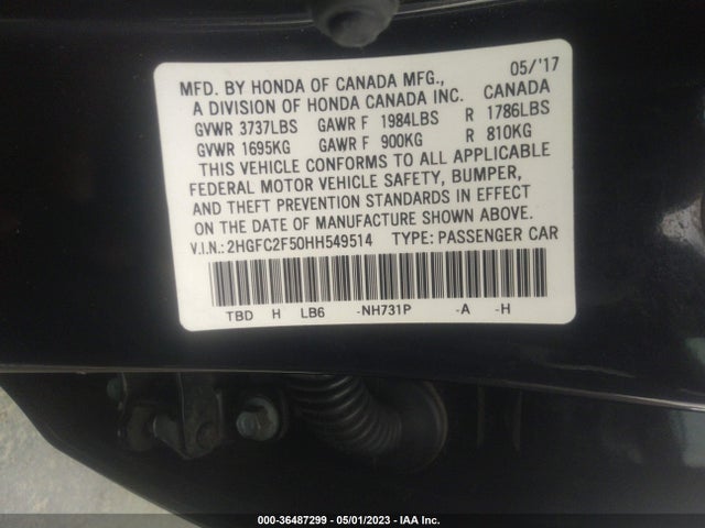 Honda Civic Sedan Lx 2017 2HGFC2F50HH549514 Image 10