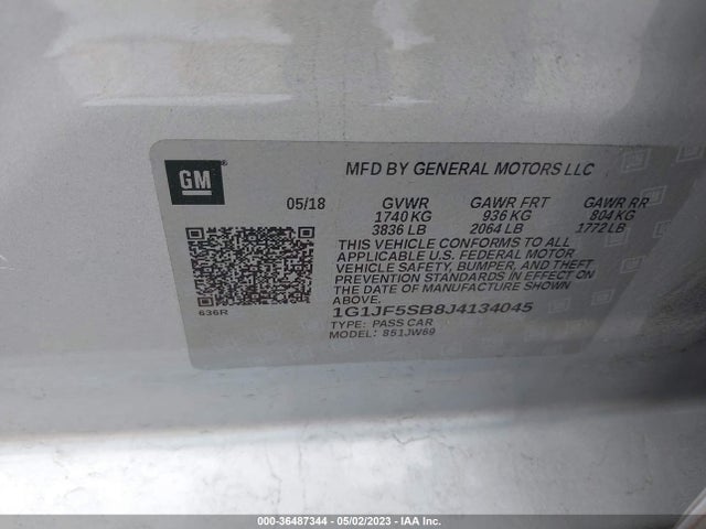 Chevrolet Sonic Premier 2018 1G1JF5SB8J4134045 Image 11