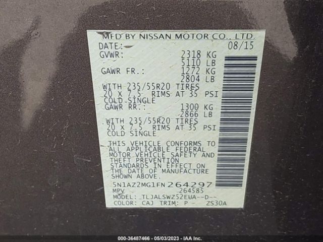 5N1AZ2MG1FN264297 Nissan Murano Platinum