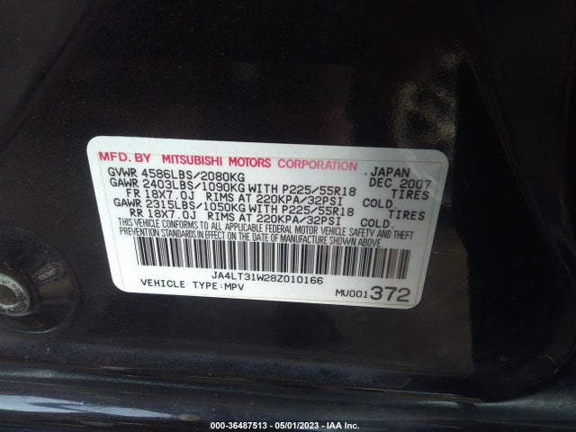 2008 MITSUBISHI OUTLANDER SE VIN: JA4LT31W28Z010166