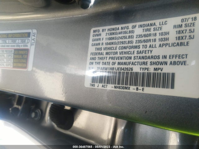 Honda Cr-v Ex-l 2018 7FARW1H81JE042626 Image 9