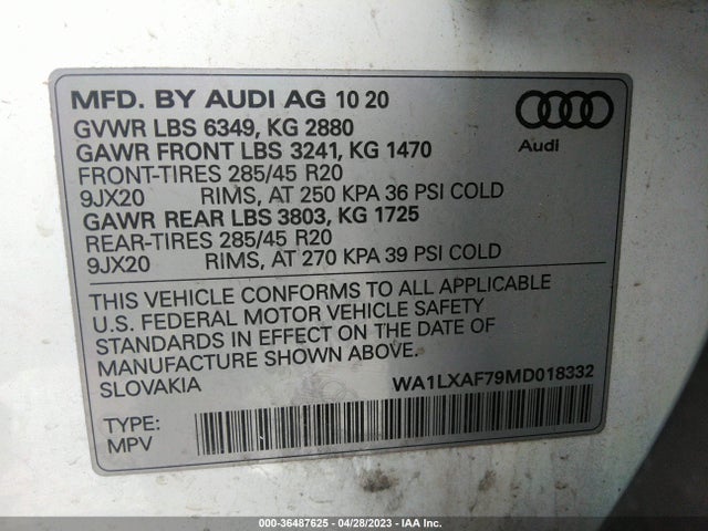 WA1LXAF79MD018332 Audi Q7 Premium Plus