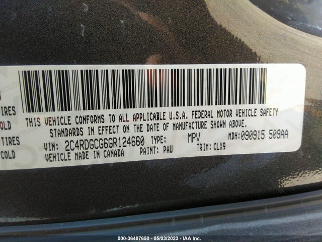 Dodge Grand Caravan Sxt Plus 2016 2C4RDGCG6GR124660 Image 9