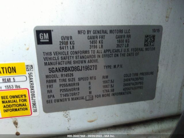 5GAKRBKD8GJ196270 Buick Enclave Leather