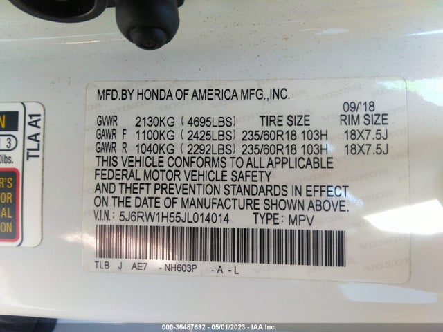Honda CR-V EX 2018 5J6RW1H55JL014014 Image 9