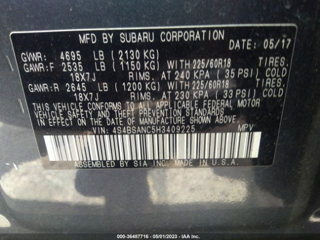 4S4BSANC5H3409225 Subaru Outback Limited