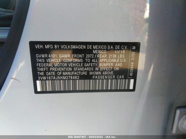 3VW167AJ5HM278482 Volkswagen Jetta 1.4t S