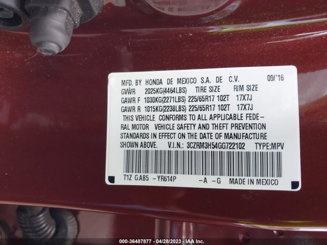 Honda CR-V EX 2016 3CZRM3H54GG722102 Image 9