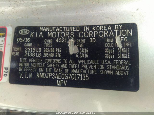 KNDJP3AE0G7017135 KIA SOUL EV