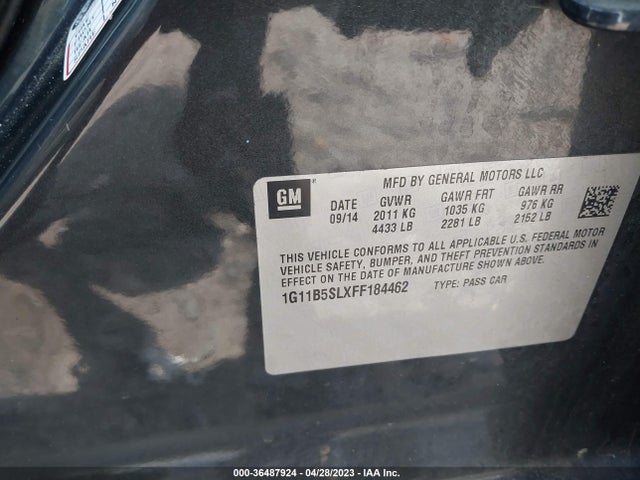 2015 CHEVROLET MALIBU LS VIN: 1G11B5SLXFF184462