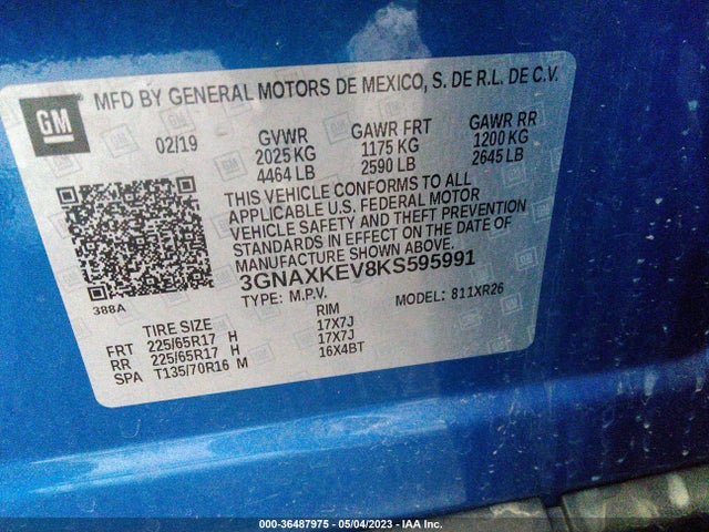 Chevrolet EQUINOX LT 2019 3GNAXKEV8KS595991 Image 10