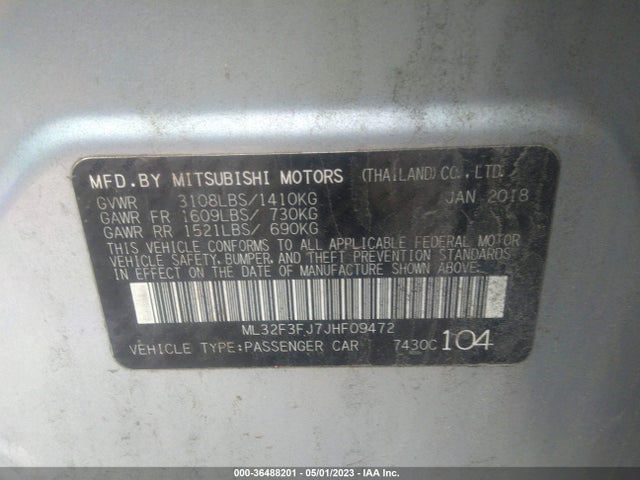 ML32F3FJ7JHF09472 Mitsubishi Mirage G4 Es