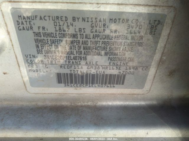 3N1CE2CP1EL407616 Nissan Versa Note Sv