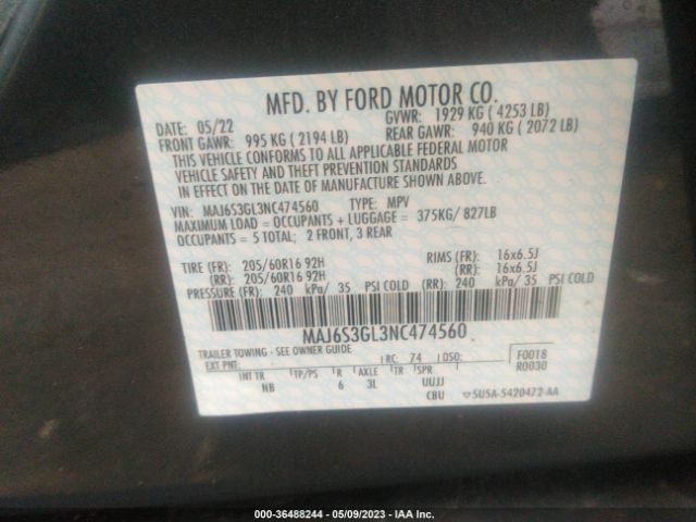 MAJ6S3GL3NC474560 Ford Ecosport Se