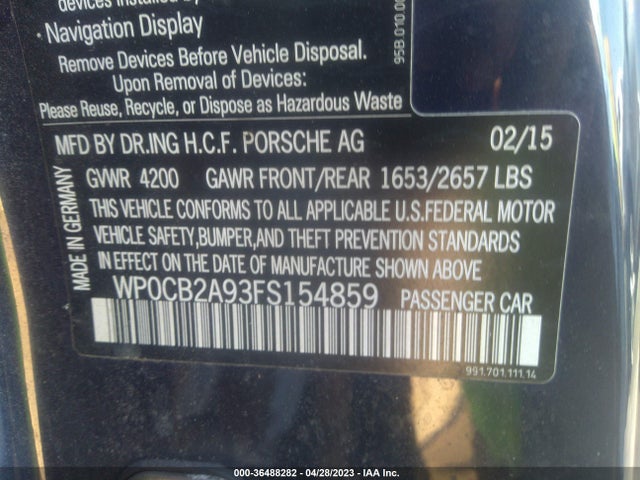 2015 Porsche 911, VIN: WP0CB2A93FS154859