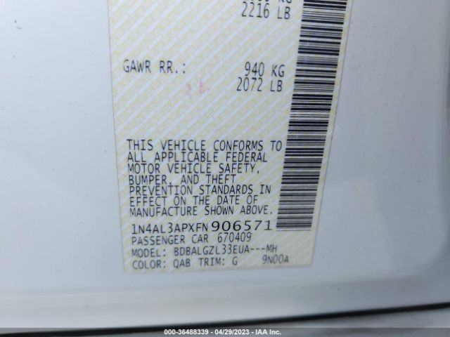 1N4AL3APXFN906571 Nissan Altima 2.5 S