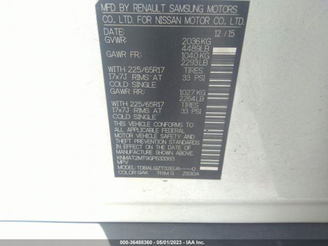 KNMAT2MT9GP633383 Nissan ROGUE SV