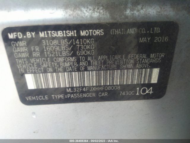 2017 MITSUBISHI MIRAGE G4 ML32F4FJXHHF08008 Photo 8