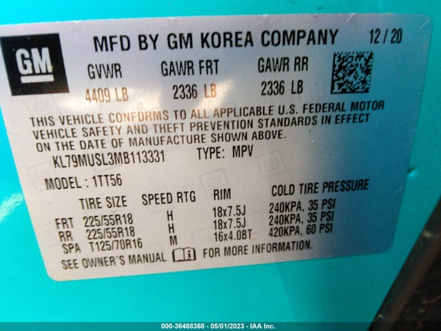 Chevrolet Trailblazer Rs 2021 KL79MUSL3MB113331 Image 9