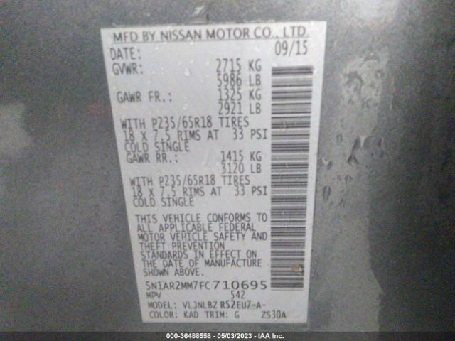 5N1AR2MM7FC710695 Nissan Pathfinder S