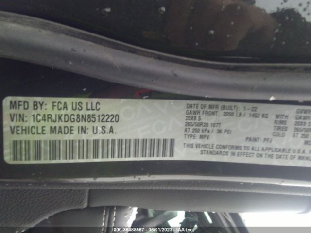1C4RJKDG8N8512220 Jeep Grand Cherokee L Overland