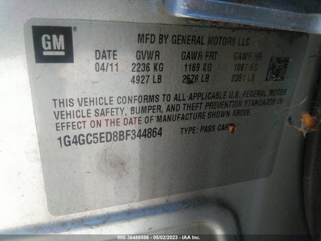 2011 BUICK LACROSSE CXL VIN: 1G4GC5ED8BF344864