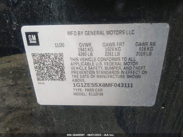 Chevrolet Malibu Premier 2021 1G1ZE5SX8MF043111 Image 9