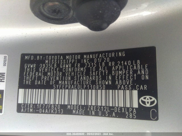 Toyota COROLLA LE 2020 5YFEPRAE0LP110850 Image 10