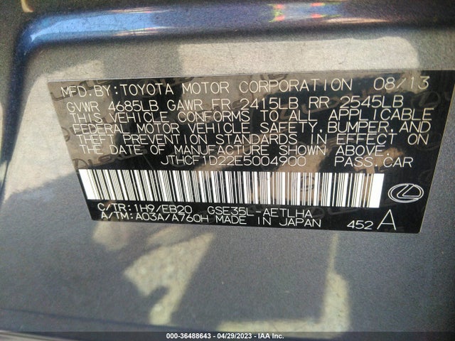 Lexus IS 250 2014 JTHCF1D22E5004900 Image 9
