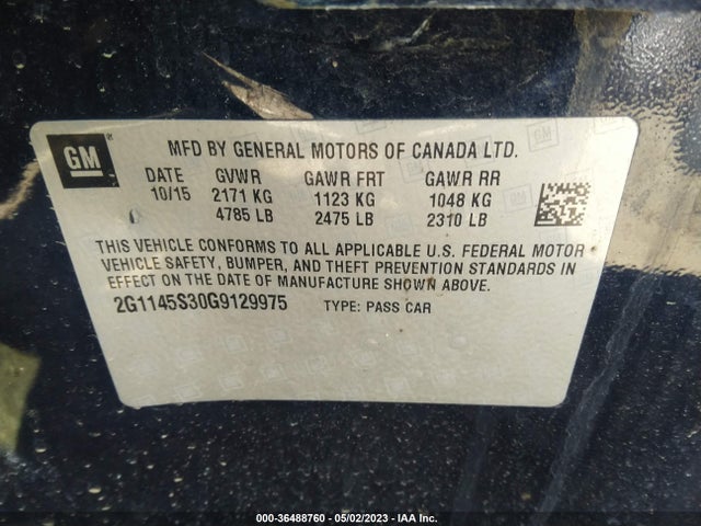 Chevrolet IMPALA LTZ 2016 2G1145S30G9129975 Image 10