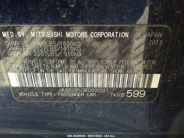 JA32U2FU3EU002021 Mitsubishi LANCER ES