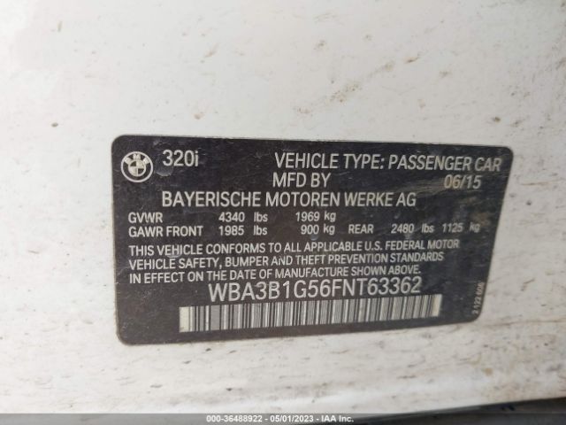 WBA3B1G56FNT63362 BMW 3 Series 320i