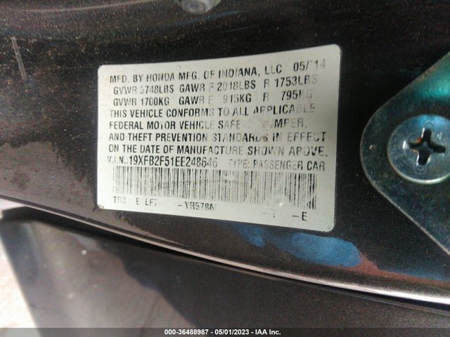 Honda Civic Sedan Lx 2014 19XFB2F51EE248646 Image 9