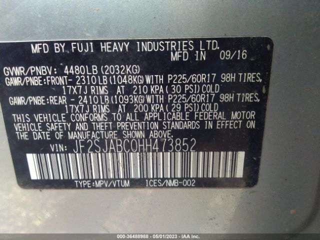 JF2SJABC0HH473852 Subaru Forester