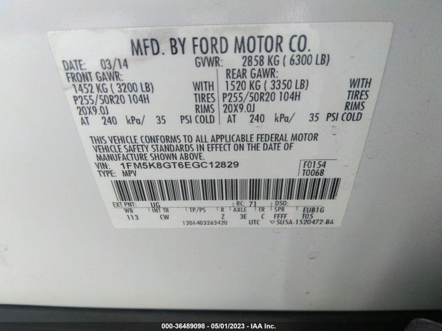 Ford EXPLORER SPORT 2014 1FM5K8GT6EGC12829 Image 11