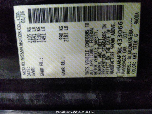 1N4AA6AP3GC433066 Nissan MAXIMA 3.5