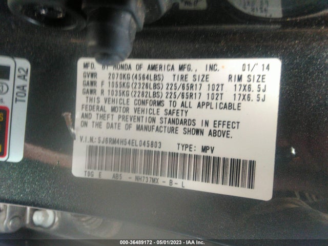 2014 HONDA CR-V EX VIN: 5J6RM4H54EL045803