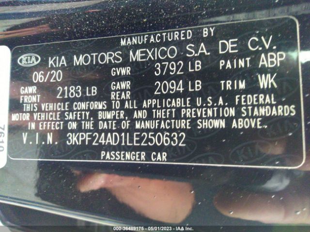 3KPF24AD1LE250632 KIA Forte Lxs