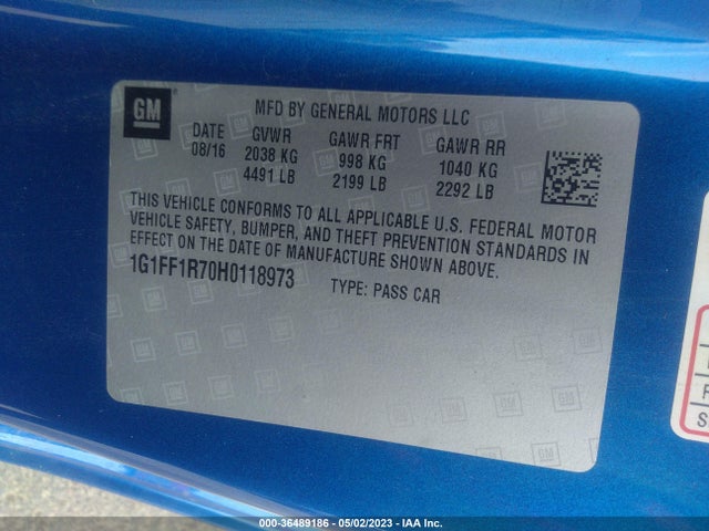 Chevrolet Camaro 1ss 2017 1G1FF1R70H0118973 Image 9