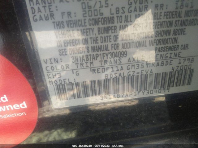 3N1AB7AP1FY304099 Nissan SENTRA SL