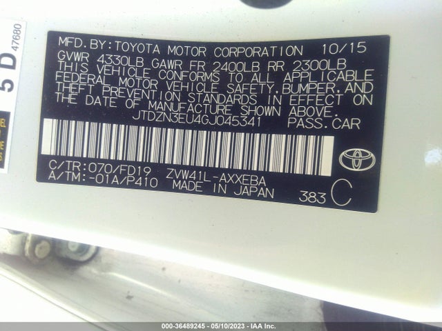 Toyota Prius V Two/five/three/four 2016 JTDZN3EU4GJ045341 Image 9