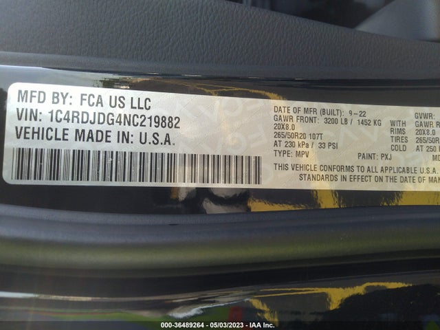 Dodge DURANGO GT 2022 1C4RDJDG4NC219882 Image 9
