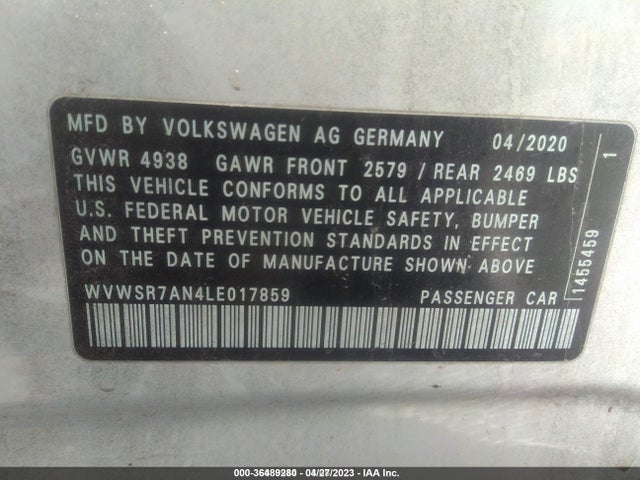 2020 Volkswagen Arteon, VIN: WVWSR7AN4LE017859