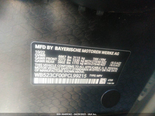 2023 BMW iX, VIN: WB523CF00PCL99215