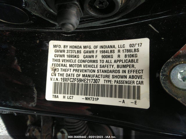 Honda Civic Sedan Lx 2017 19XFC2F59HE217307 Image 11