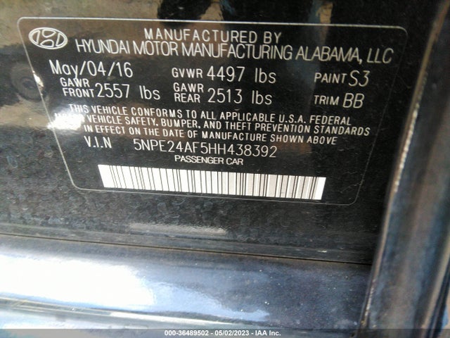 Hyundai SONATA SE 2017 5NPE24AF5HH438392 Image 11
