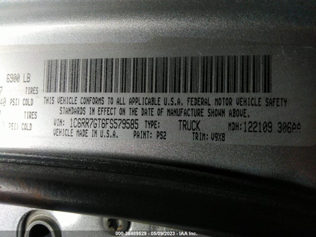 2015 RAM 1500 SLT VIN: 1C6RR7GT6FS579585